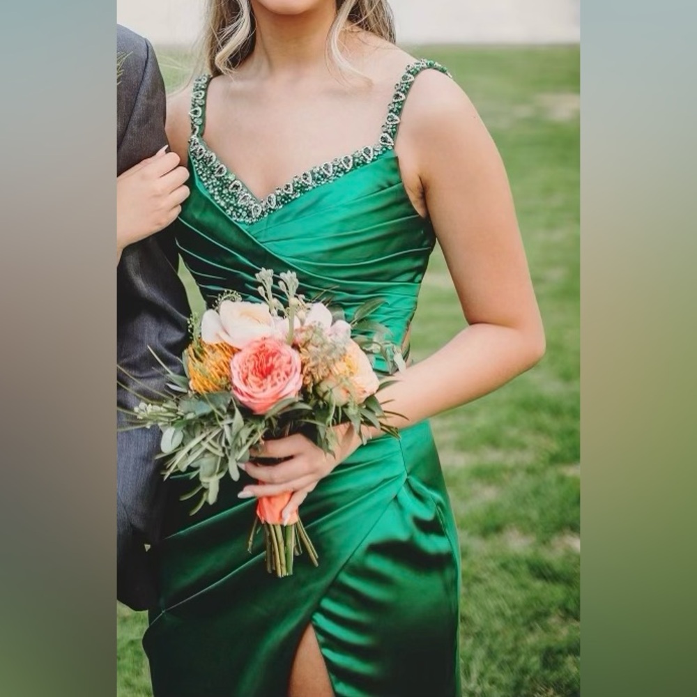 ASHLEYlauren Green Satin Prom Dress